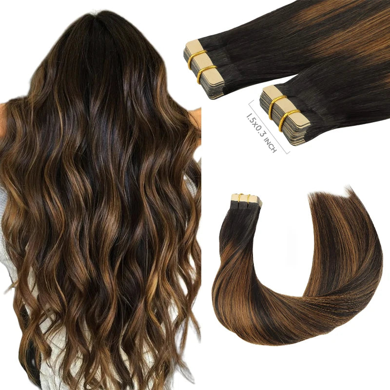 Extensiones CINTA ADHESIVA BALAYAGE 60 cm Largo Cabello Virgen 100%
