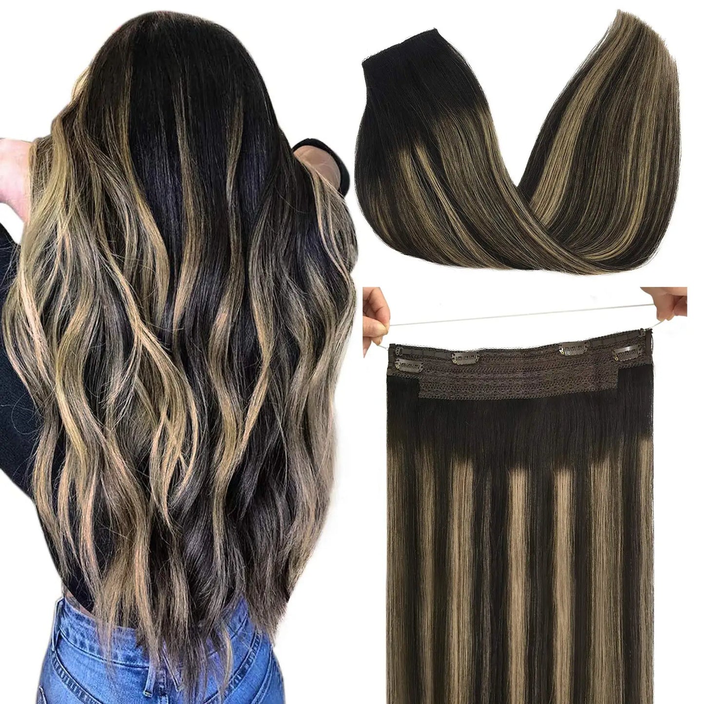 EXtensiones HILO INVISIBLE Balayage 50 cm Largo Cabello Virgen 100%