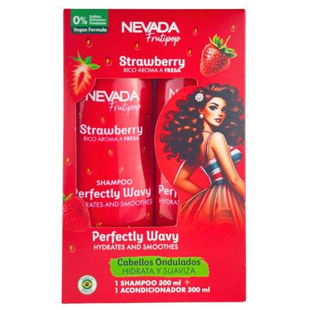 SET CABELLO ONDULADO FRUTILLA FRUTIPOP