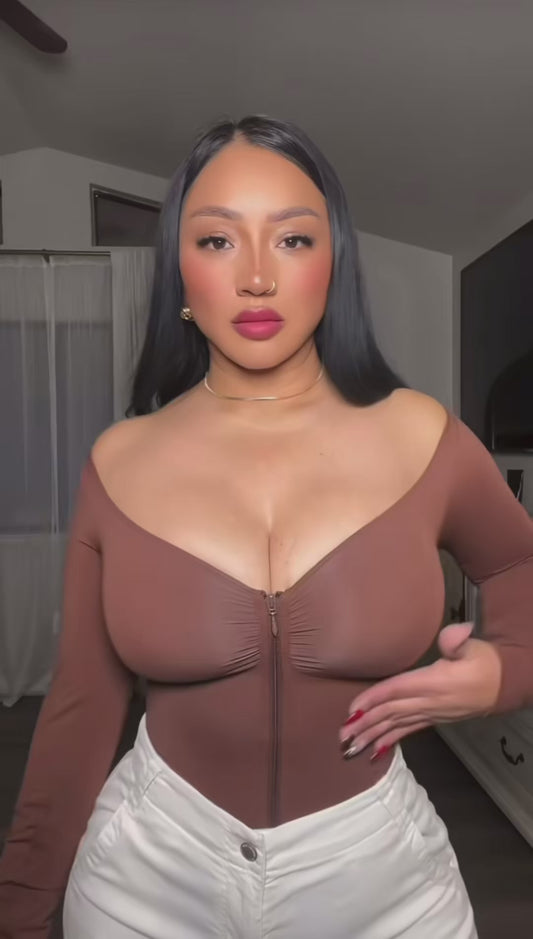 Bodysuit ©️ Reloj de Arena Cierre Manga Larga Premium 🥇
